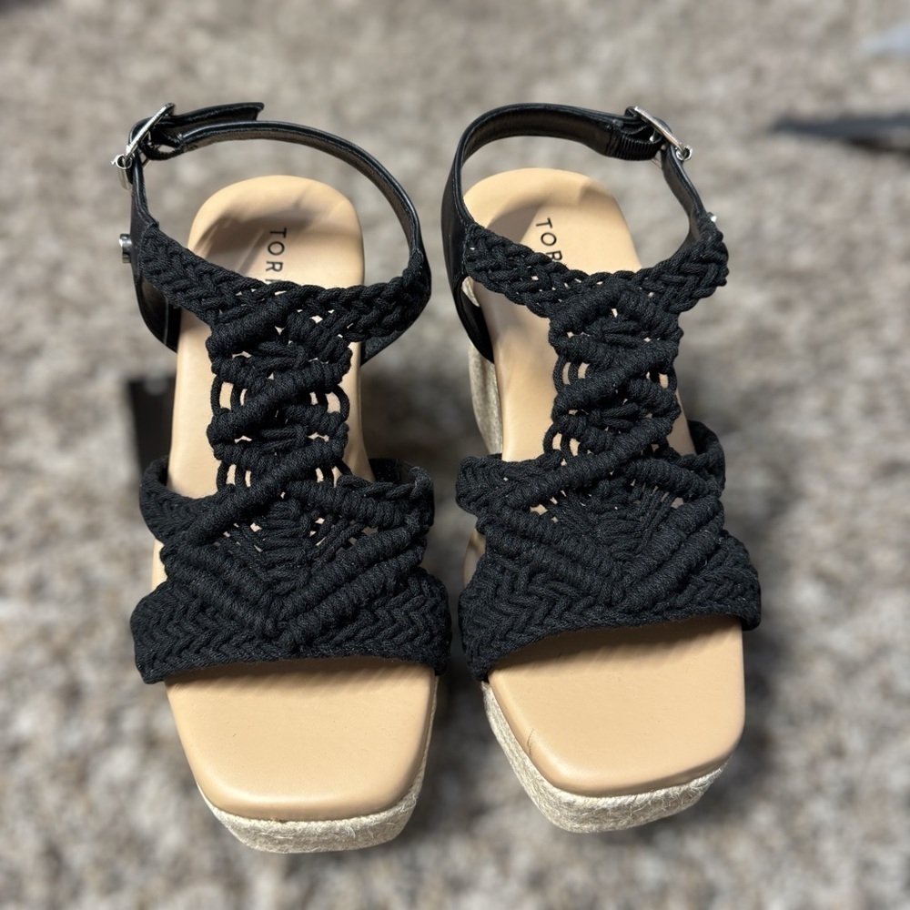 Torrid Black Braided Wedge Sandals Size 6.5 Wide New With Tags - Picture 3 of 6